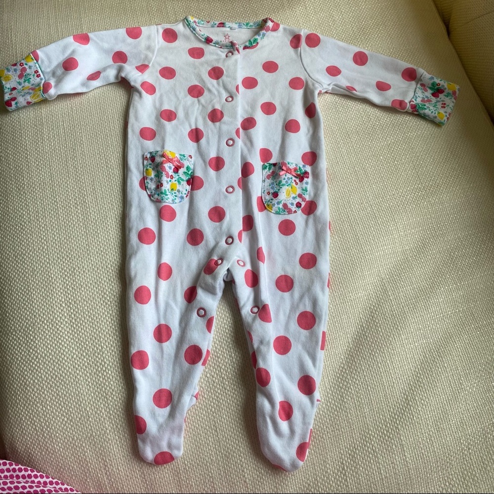 Next Baby White with Pink Polka Dots Romper